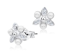 Flower CZ Silver Ear Stud STS-3234